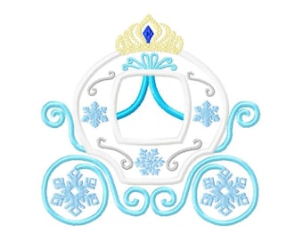 Cold Snowflake Queen Princess Carriage Embroidery Applique Design