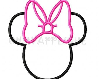 Character Inspired Miss Mouse Bow Embroidery Applique Design - 8 Sizes Instant Download Digital File