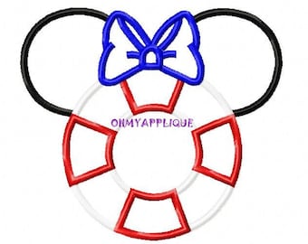 Character Inspired Mouse Cruise Life Ring Embroidery Applique Design