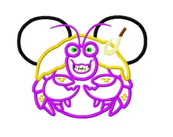 Personaje inspirado ratón Moana Maui hawaiano brillante cangrejo bordado Applique diseño instantáneo Descargar archivo digital