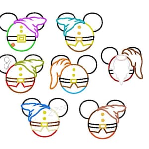 SET of 7 Character Inspired Snow Princess Dwarf Workers Embroidery Applique Design - Instant Digital Download for Embroidery Machines