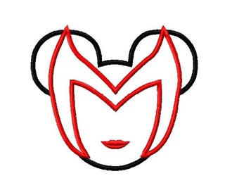 Character Inspired Miss Mouse Red Witch Super Hero  Design Embroidery Applique Design - Instant Download