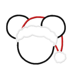 Character Inspired Monogram Initial Santa Hat Mister Mouse Applique Embroidery Applique Design