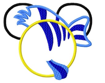 Character Inspired Mouse Mermaid Fish Friend Flounder Embroidery Applique Design