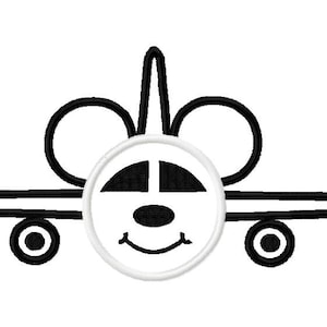 May include: Black and white line drawing of a cartoon airplane with a smiling face. The airplane has two large round wings and a small tail.