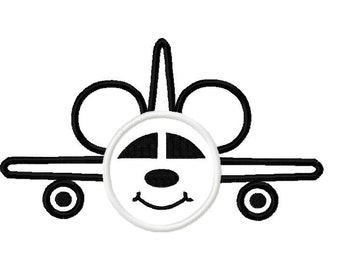 Character Inspired Mouse Jet Plane Theme Embroidery Applique Design