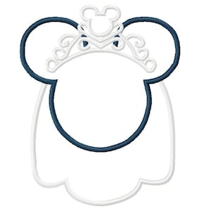 Personaje inspirado Miss Mouse novia con tiara bordado applique diseño