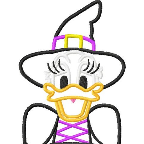 Character Inspired Daisy Witch Embroidery Applique Design - Halloween