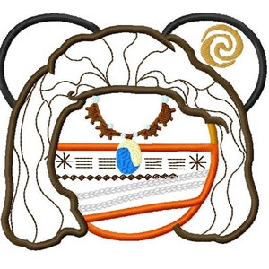 Könnte beinhalten: Eine braune und orangefarbene Comicfigur mit braunen Haaren und einer blauen und weißen Halskette. Die Figur hat ein Spiralensymbol auf der rechten Seite ihres Kopfes.