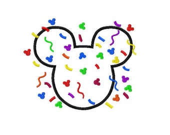Character Inspired Confetti Celebration Birthday Mister Mouse Head Embroidery Applique Design  - Instant Download Digital File