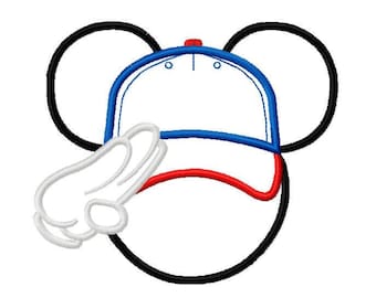 Character Inspired Patriotic Salute with Baseball Cap Hat Embroidery Applique Design