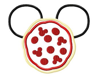 Karakter geïnspireerd Mister Mouse pizza borduurwerk applique design-digitale download voor Borduur machines