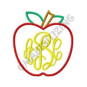 1.99 Design - OMA Digitizing Apple Monogram Initial Embroidery Applique Design - Back to School