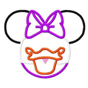 Character Inspired Duck Daisy Mouse Black Ears Embroidery Applique Design - 4 Sizes