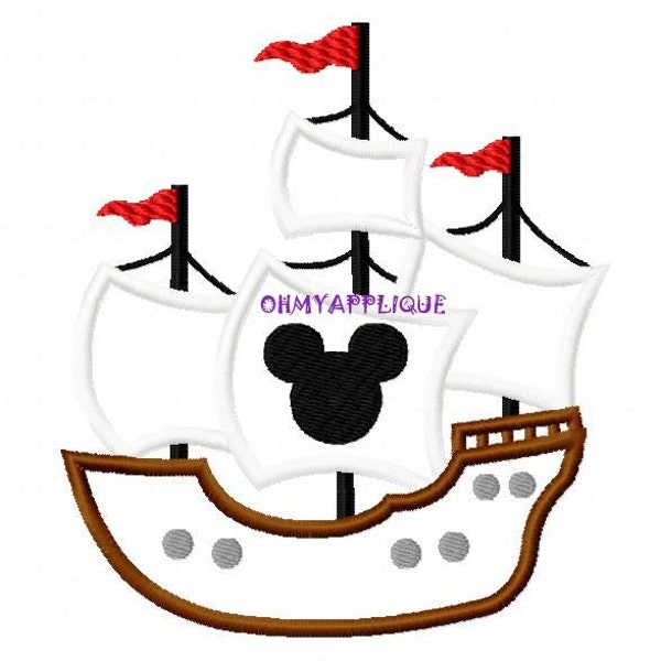 Personnage inspiré souris bateau Pirate avec personnage broderie Applique Design