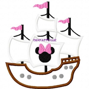 Pirate Ship with Character Inspired Embroidery Applique Design
