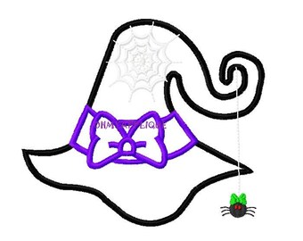 Witch Hat Embroidery Applique Design for Monogram Initials or name