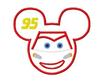 Character Inspired Lightning Cars McQueen Embroidery Applique Design