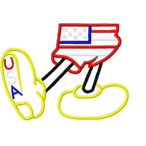 Character Inspired Patriotic Flag 4th of July Mister Mouse Feet - Legs - Shoes Embroidery Applique Design