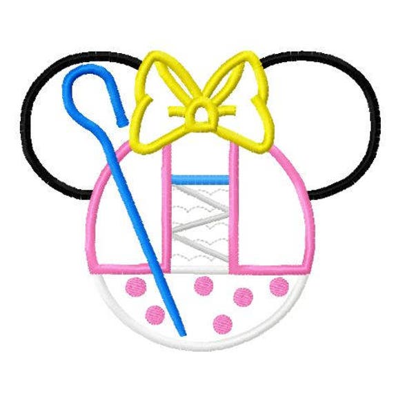 Character Inspired Miss Mouse Toy Book Sheep Bo Girl with Bow Embroidery Applique Design - Instant Digital Download for Embroidery machines