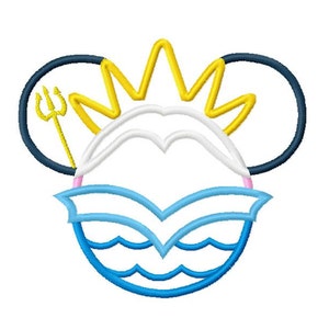 Character Mouse Inspired Mermaid King Triton Embroidery Applique Design