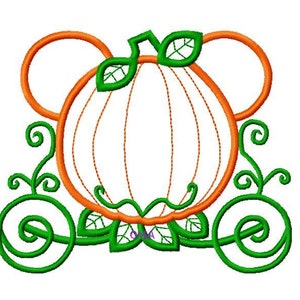 Character Inspired Princess Pumpkin Carriage for Name or Initials Embroidery Applique Design