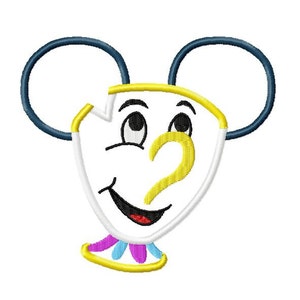 Character Mouse Chipped Tea Cup Beauty Embroidery Applique Design