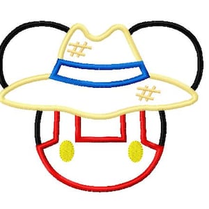 Carácter inspirado orejas granjero sombrero y mono diseño de apliques bordados