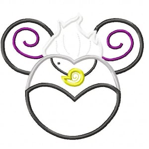 May include: Black and white outline of a cartoon character with purple swirls on the ears and a yellow shell on the chest. The character has a heart-shaped body and is wearing a crown.