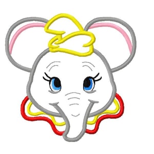 Character Inspired Mister Mouse Flying Baby Elephant Dumbo Embroidery Applique Design - Instant Digital Download Applique Design