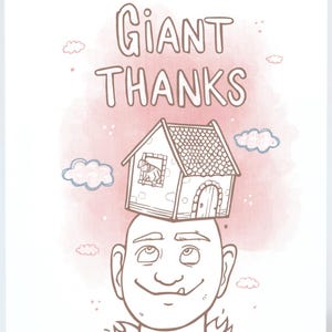 Giant Thanks. Geeky Greeting Card. Folded. Artprint by Sophie Grunnet