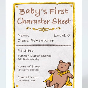 Baby's eerste tekenblad. DnD. TTRPG. Geeky-wenskaart. Opgevouwen. Kunstafdruk door Sophie Grunnet