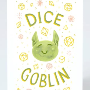 Würfel Wichtel. Geeky Grußkarte. Gefaltet. Kunstdruck von Sophie Grunnet
