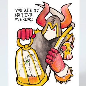 You Are My No.1 Evil Overlord. Geeky Greeting Card. Folded. Artprint by Sophie Grunnet