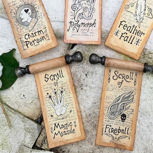 DnD Spell Scrolls Miniature - Fridge Magnets