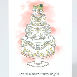 Gâteau de mariage gobelin. Fantaisie. Carte de voeux geek. Impression artistique de Sophie Grunet