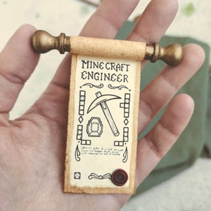 Ingeniero de Minecraft. Minidiploma. Pergaminos en miniatura - Imanes para nevera. Regalo personalizado.