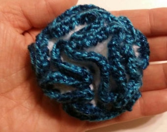 Blue Trimmed Crochet Flower