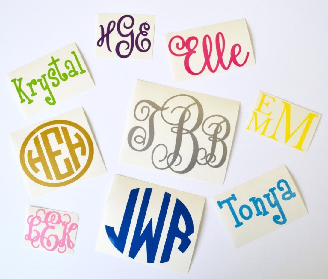 Vinyl Sticker Decals, Vinyl Decals, Monogram Decals, Monogram Sticker…