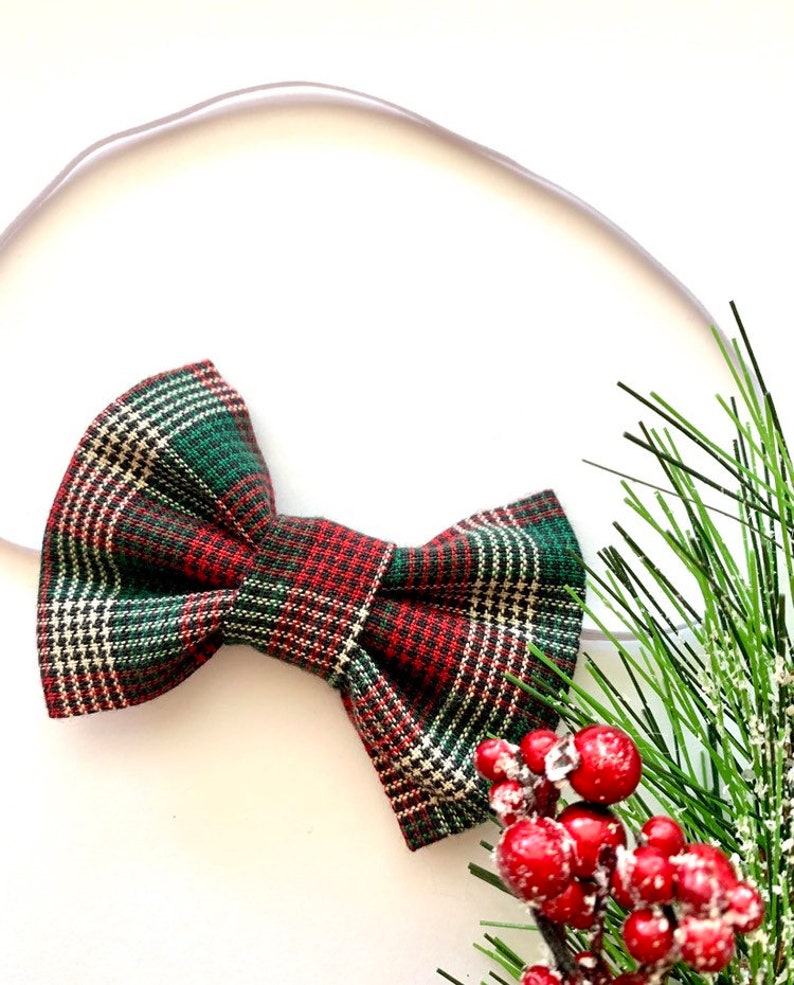 Christmas Plaid Bow Green Plaid Bow Red Plaid Bow Plaid Etsy