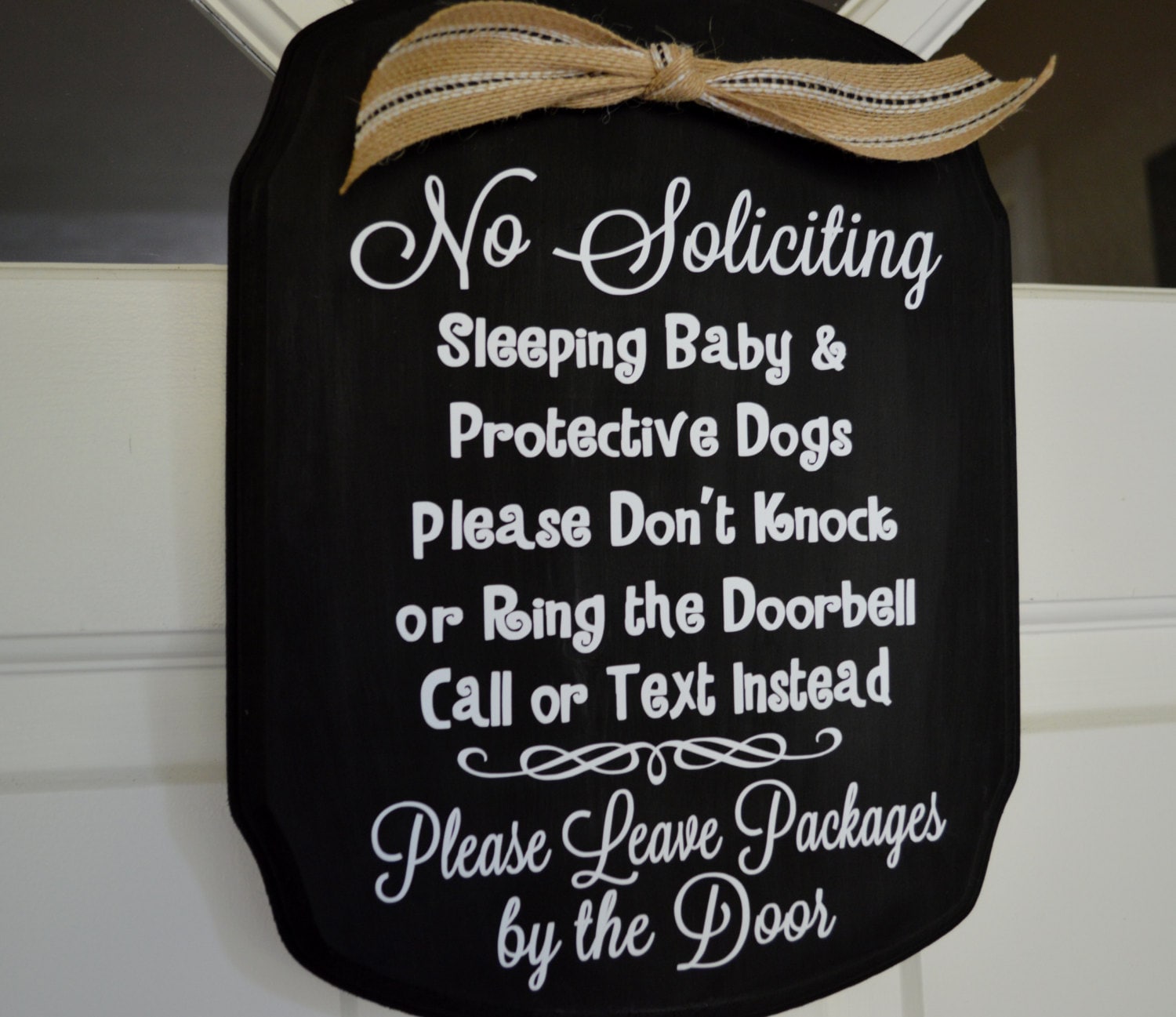 No Soliciting Baby Sleeping And Protective Dog Door Sign