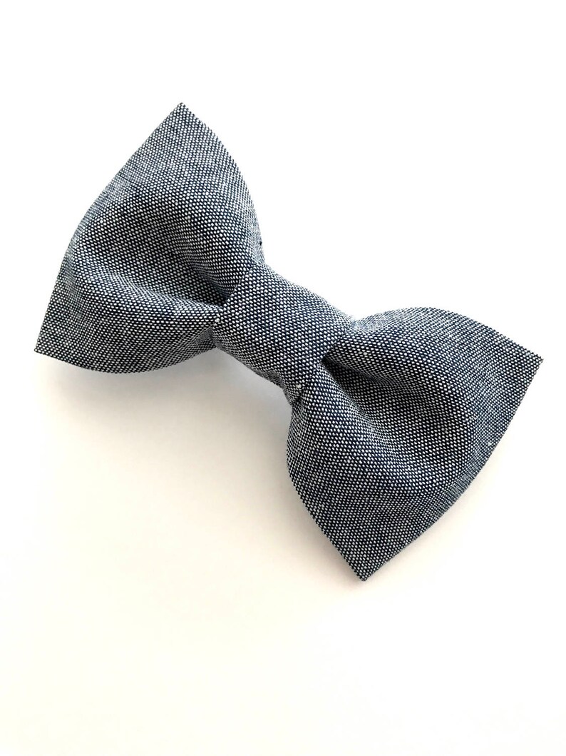 Chambray Boy Bow Tie Blue Gray Boy Bow Tie Baby Boy Bow Etsy