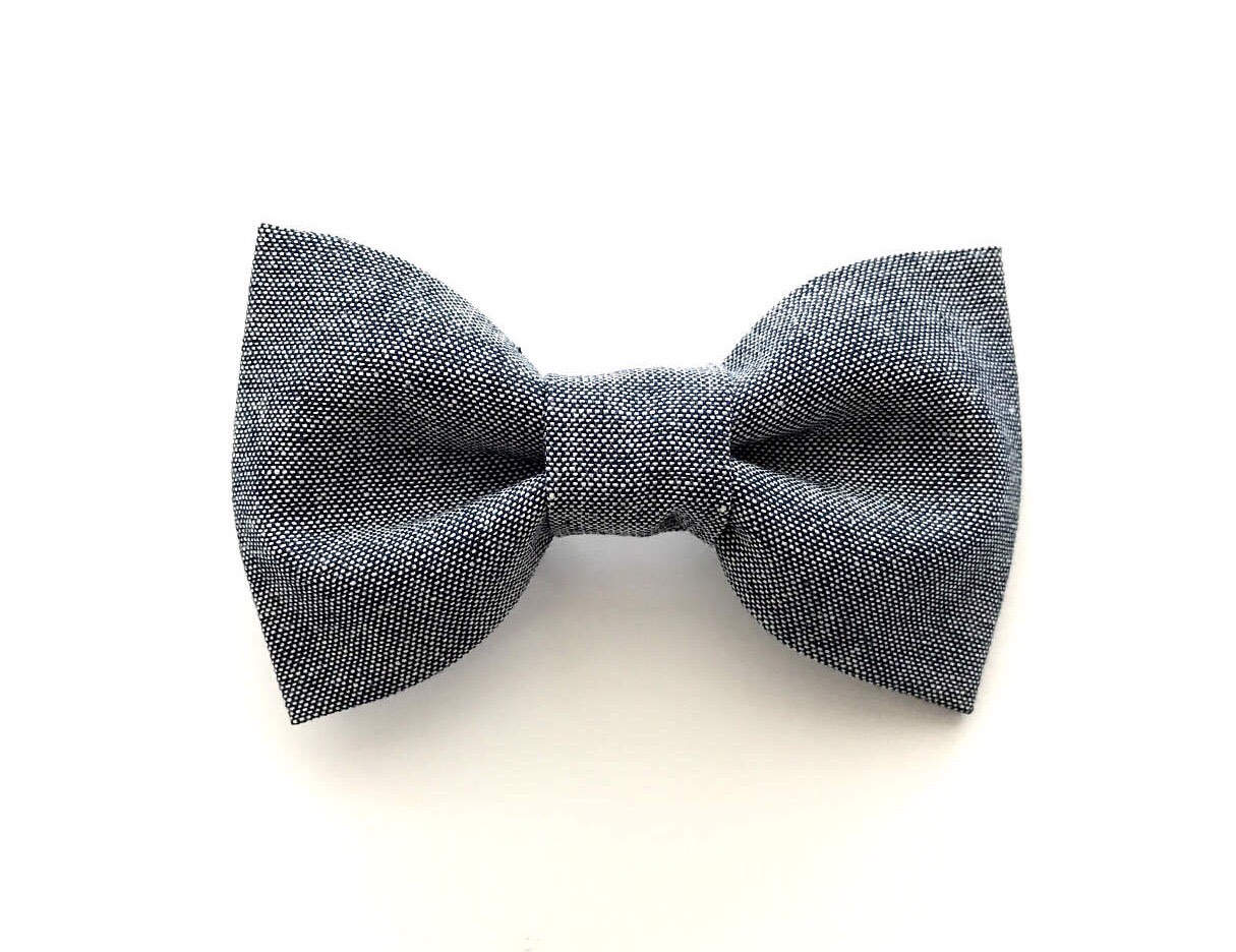 Chambray Boy Bow Tie Blue Gray Boy Bow Tie Baby Boy Bow Etsy