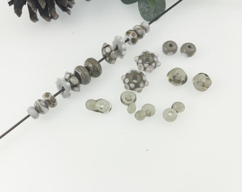Shades of Grey and White Lampwork Beads / Handmade Glass Beads / For Jewelry Artist