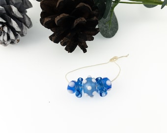 Light Blue and White Lampwork Bead Set / Jewelry Designers Favorite.