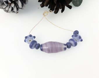 Small Lavender and Light Pink Bead Set / Lampwork Beads Set / Spring Bead Set