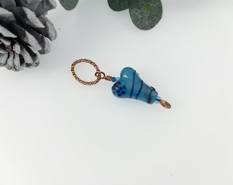 Turquoise Lampwork Heart/ Handmade Heart With a Dark Blue Line Design