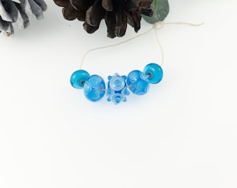 Turquoise Blue and White Bead Set / Lampwork for Jewelry Designers