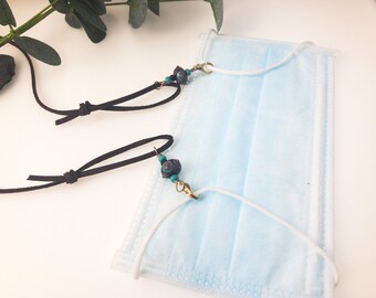 Turquoise, Purple and Red Beads on a Mask Keeper Cord, Lanyard