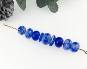 Shades of Cobalt Blue Glass Beads / Handmade Lampwork Glass / For the Jewelry Designer
